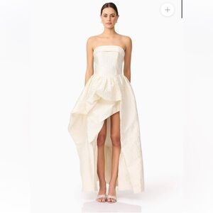 Elliatt Galadriel ivory strapless jacquard asymmetrical maxi gown dress SMALL